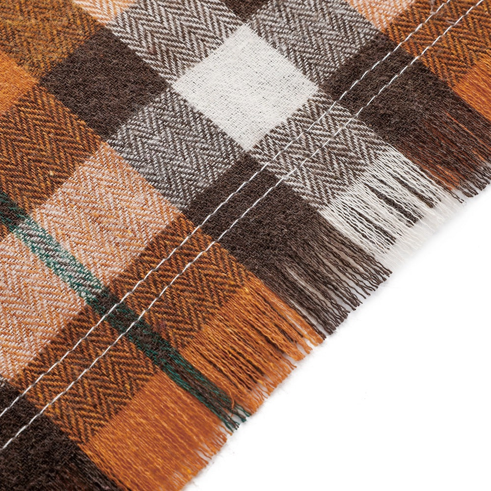 Orange M 65x45x45cm Thanksgiving Plaid Dog Bandana 2-Pack - Festive Tassel Triangle Scarf for Pets