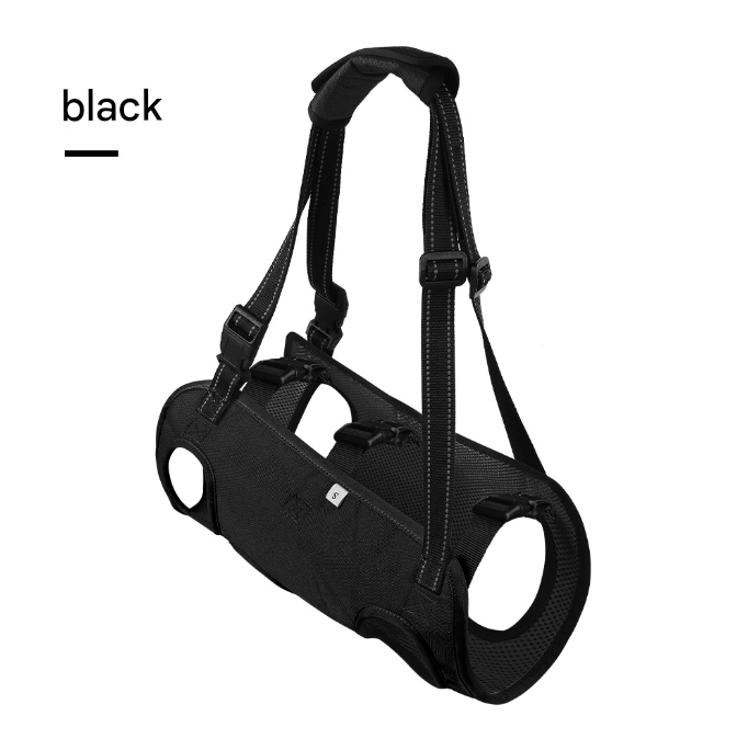 Black Pet Support Harness for Senior and Disabled Dogs - Adjustable Chest and Back Support Leash(Size S)