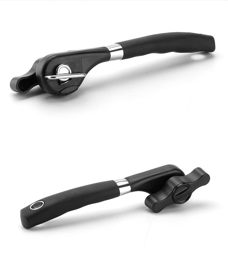 2pc Multifunctional Safe-Cut Can Opener - Smooth Edge, Ergonomic Handle(black)