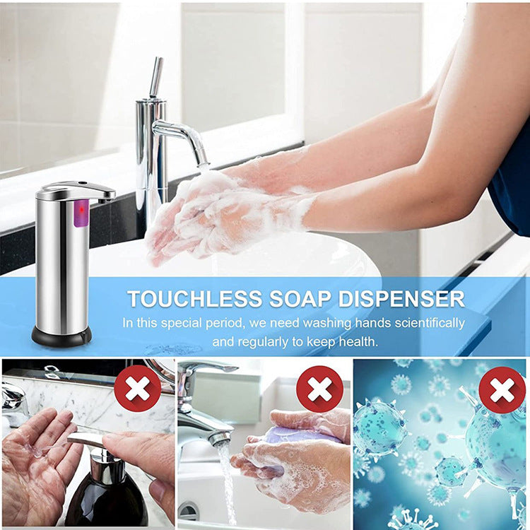 Touchless Automatic Soap Dispenser - Stainless Steel, Adjustable Volume, Infrared Sensor for Kitchen & Bathroom(Silver)