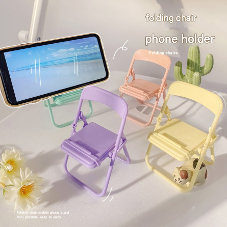 Color Mixing Adorable Mini Folding Chair Phone Stand - 4 Pack Cute Desktop Holder for Hands-Free Viewing