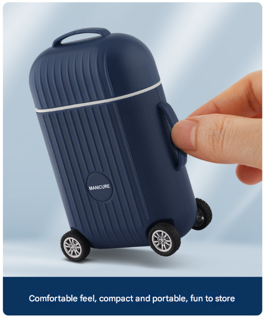 Green Mini Suitcase Manicure Set - 8-Piece Portable Grooming & Nail Care Travel Kit