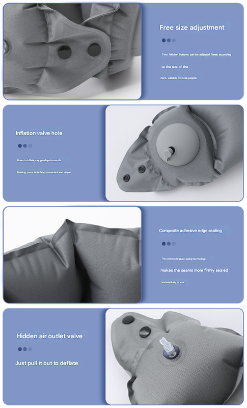 Light Grey Press-Pump Inflatable Travel Pillow - Ultra-Lightweight Ergonomic 360° Neck Support