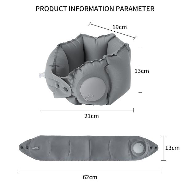 Dark Grey Press-Pump Inflatable Travel Pillow - Ultra-Lightweight Ergonomic 360° Neck Support