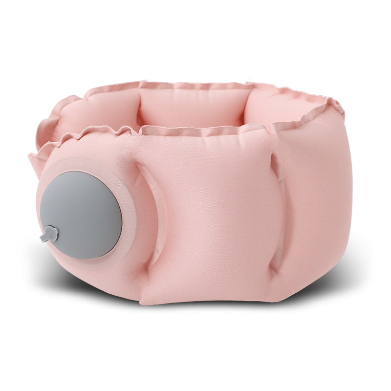 Pink Press-Pump Inflatable Travel Pillow - Ultra-Lightweight Ergonomic 360° Neck Support