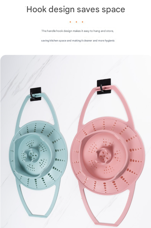 Large Pink Flexible Silicone Steamer Basket with Heat-Resistant Handles - Food-Grade Vegetable Steamer Insert for Pots & Pans