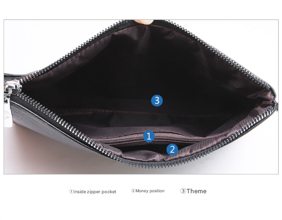 Black Classic Men's PU Leather Clutch Bag - Slim Business Wristlet & Travel Pouch