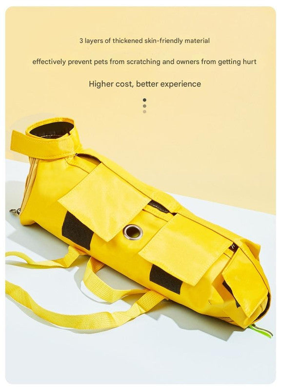 Size L Blue Multi-Functional Cat Grooming Bag - Anti-Scratch Restraint Pouch for Nail Trimming and Vet Visits