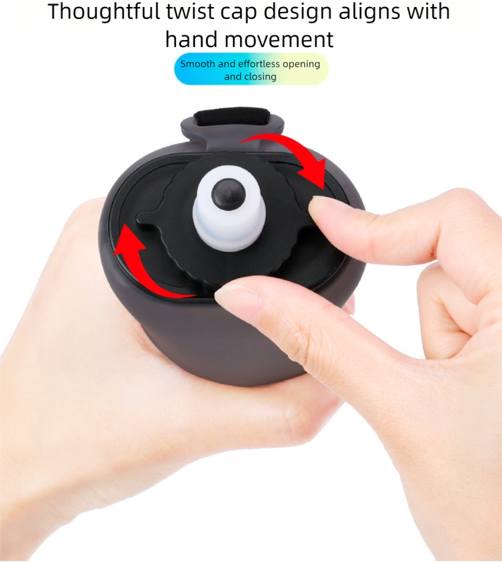 Black Collapsible Handheld Running Flask - 350ml Lightweight Silicone Water Bottle with Bite Valve