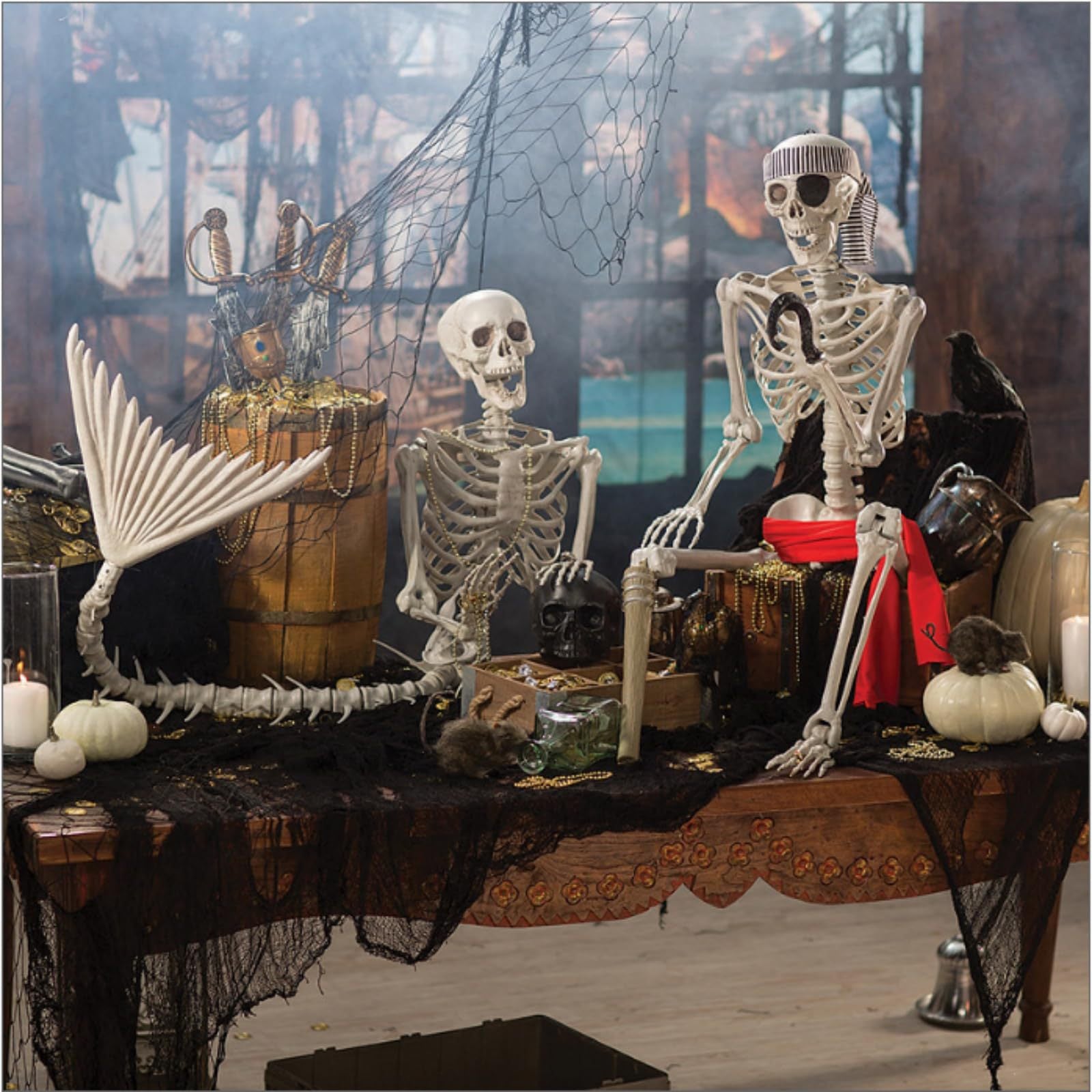 Halloween 31.5 inch  Poseable Mermaid Skeleton Prop Haunted Decor