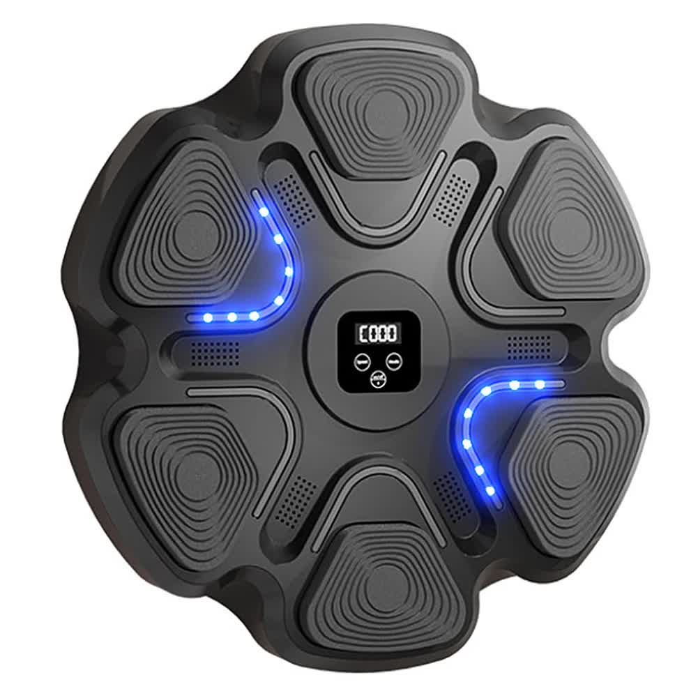 Black 6-Target Sensor Smart Bluetooth Music Boxing Training Machine - Punch Counter, USB Rechargeable, Drill-Free Wall Punch Pad for Boxing Sport Agility Reaction