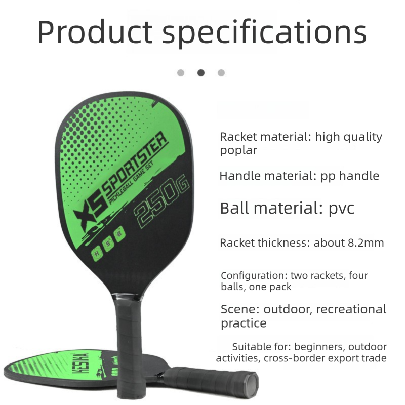 Yellow Pickleball Paddles Set of 2 Lightweight Wood Rackets with 4 Pickleballs and Carry Bag Outdoor Sports Equipment for Beginners