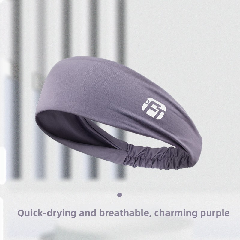 2 Pcs Cooling Sports Headband Moisture Wicking Sweatband for Running Gym & Yoga Non Slip Stretchy Hair Band Black & Purple