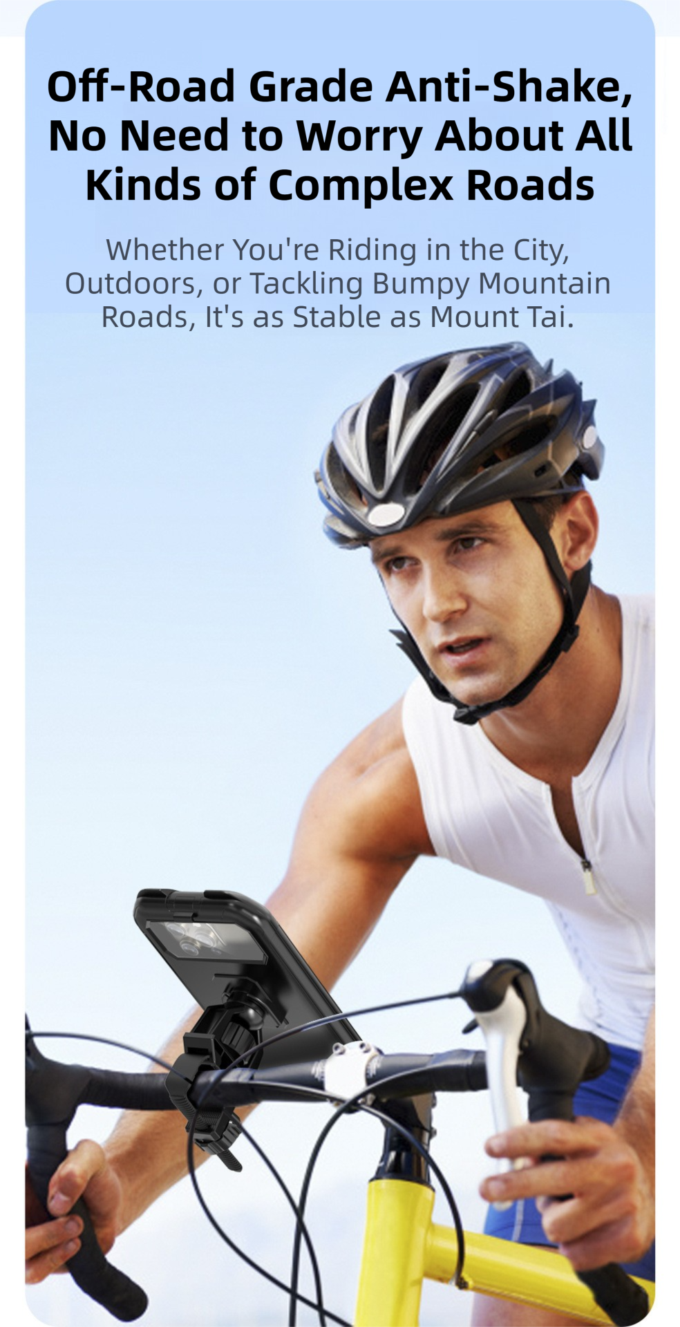 Black Bicycle Waterproof Phone Holder - Handlebar Mount with Sensitive Touch Screen, Anti-Drop & 360° Rotation Case for Navigation (Up to 7-inch Phones)