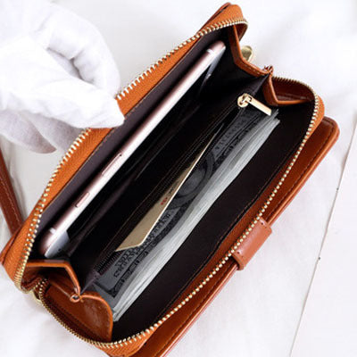 Black Women's Long Buckle Closure Wallet - PU Lether Large Capacity Multi-Slot Card Holder & Purse Combo wIth Wristband
