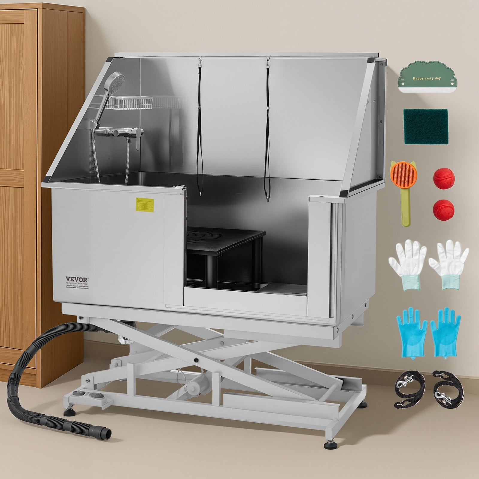 VEVOR 127 cm Electric Dog Grooming Bath Tub Stainless Steel w Water Filter