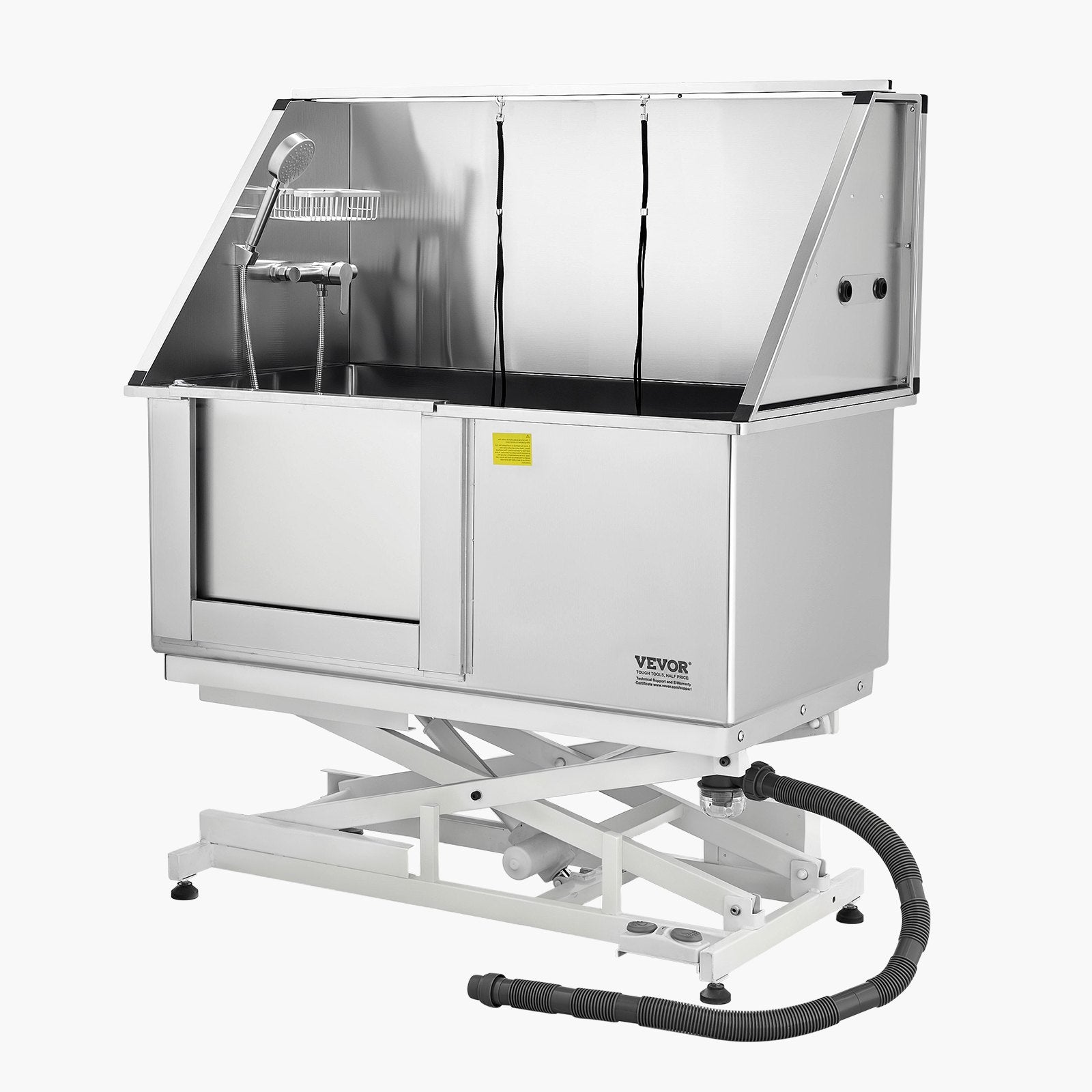 VEVOR 127 cm Electric Dog Grooming Bath Tub Stainless Steel w Water Filter Left