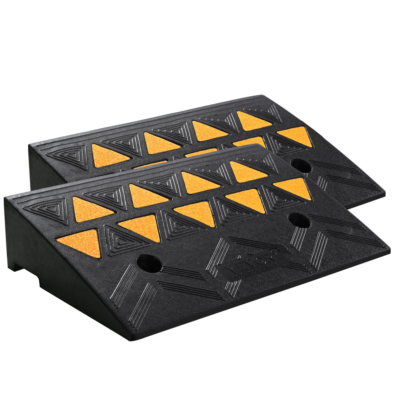 VEVOR Rubber Curb Ramp 2 Pack, 11 cm Rise Height Heavy-Duty 15 tons Load Capacity Threshold Ramps, Driveway Ramps with Stable Grid Structure for Cars, Wheelchairs, Bikes, Motorcycles