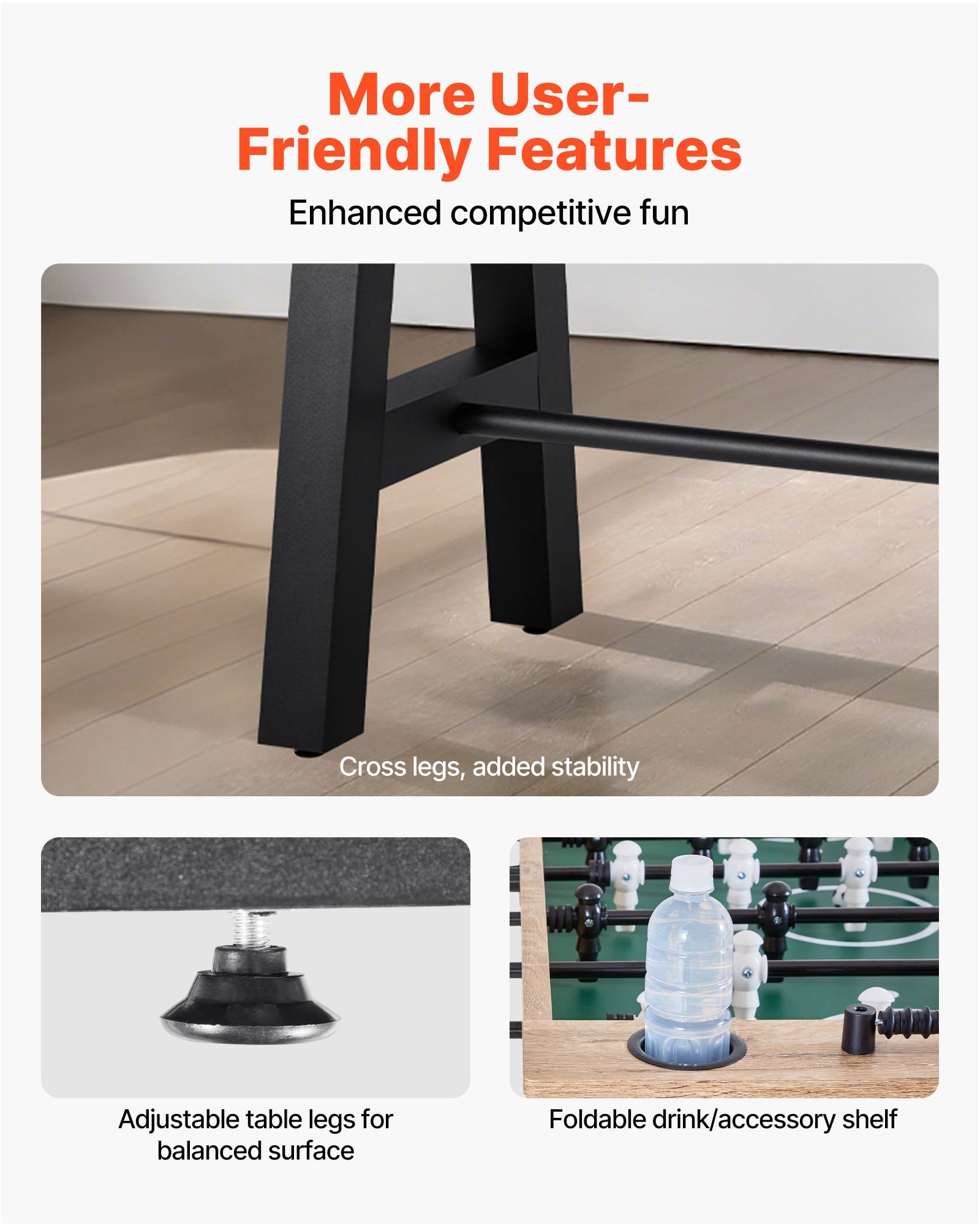 VEVOR 140 cm Foosball Soccer Game Table Standard Size Foosball Table for Home