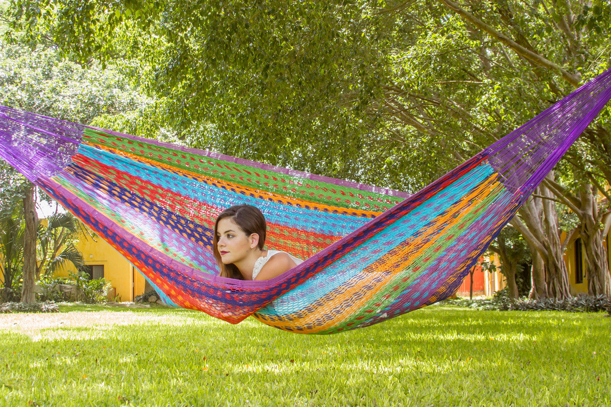 Outdoor undercover cotton Mayan Legacy hammock King size Colorina