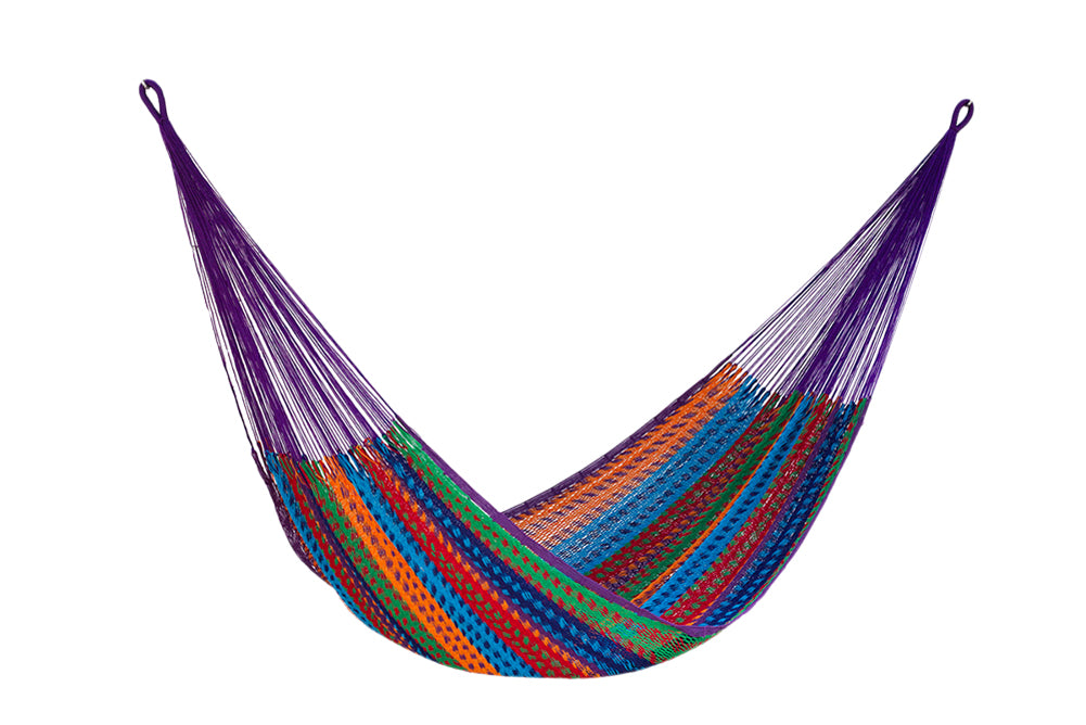 Mayan Legacy Queen Size Outdoor Cotton Mexican Hammock in Colorina Colour