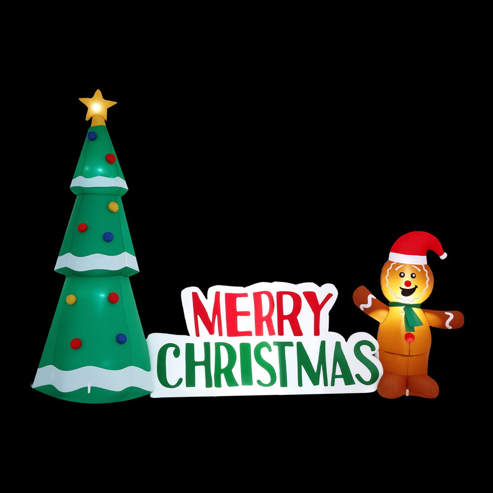 Jingle Jollys Christmas Inflatable Gingerbread Man 1.5M Height LED Decorations Illuminated