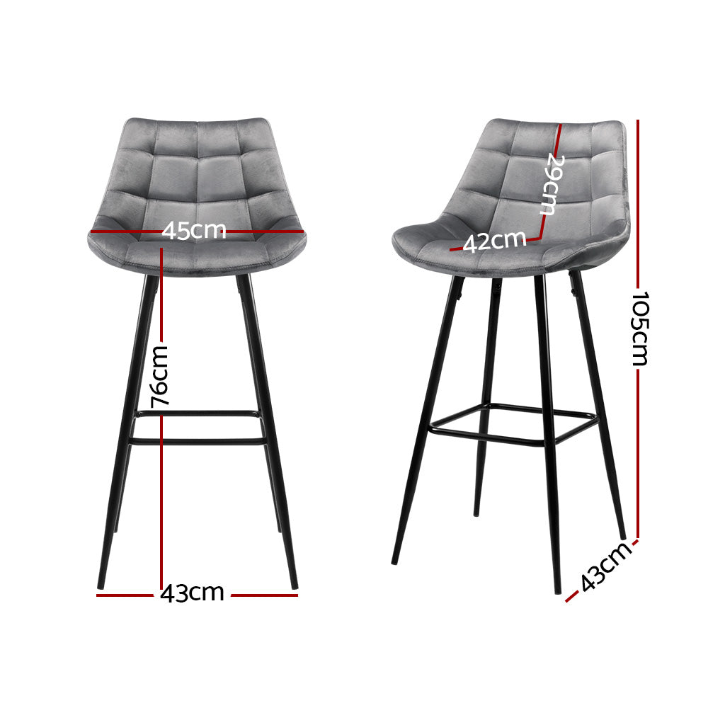 artiss-set-of-2-velvet-bar-stools-grey