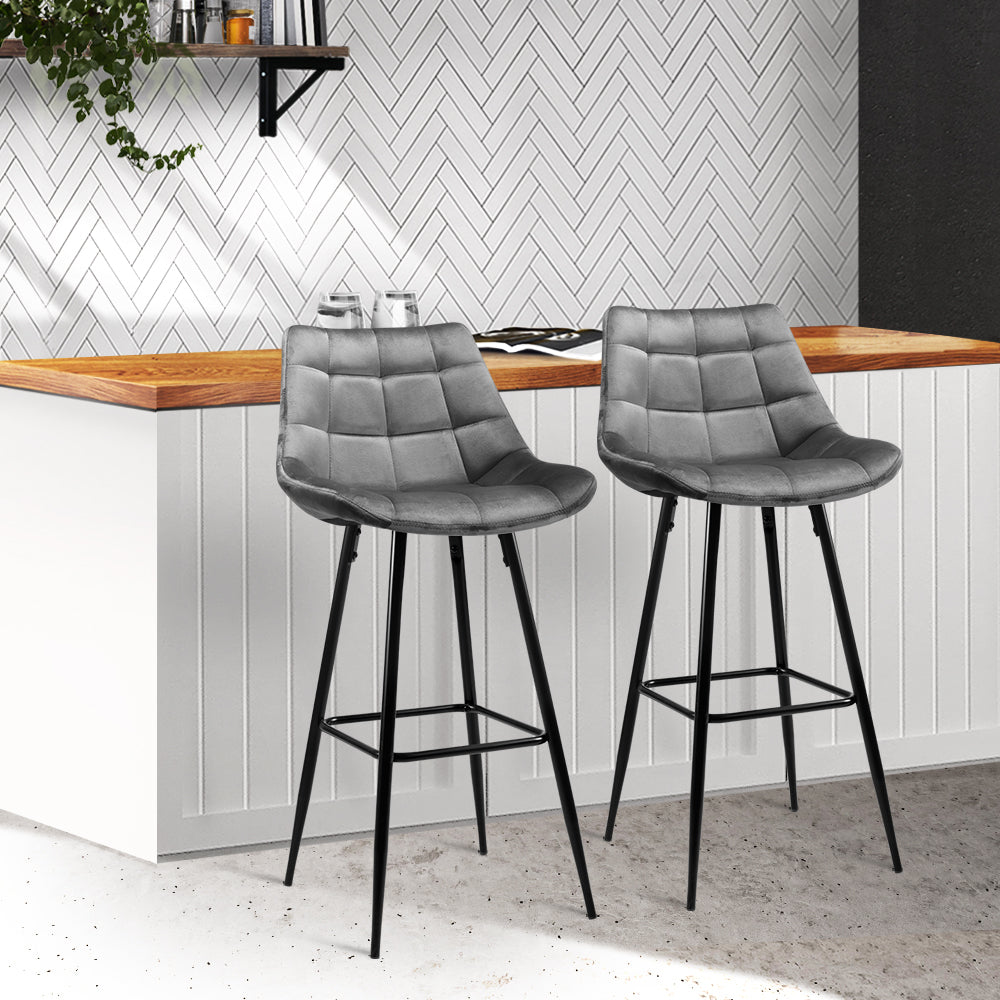 artiss-set-of-2-velvet-bar-stools-grey