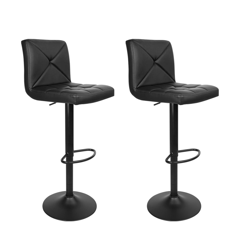 Artiss 2x Bar Stools Gas Lift Leather Stool Black