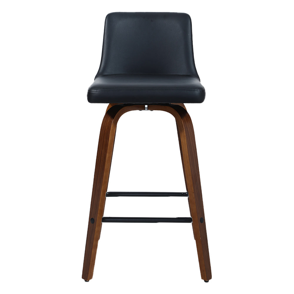 Artiss 2x Bar Stools Swivel Leather Padded Wooden