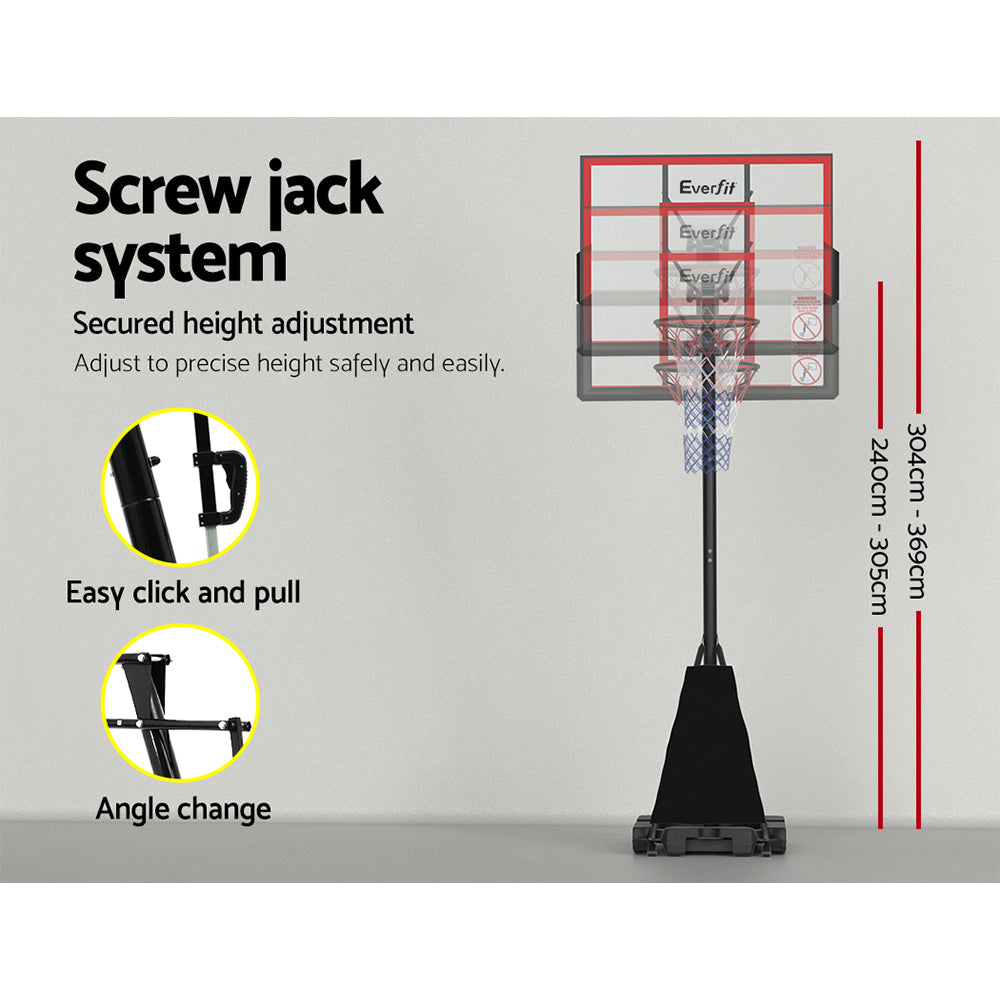 Everfit Portable Basketball Hoop Stand System Height Adjustable Net Ring Red