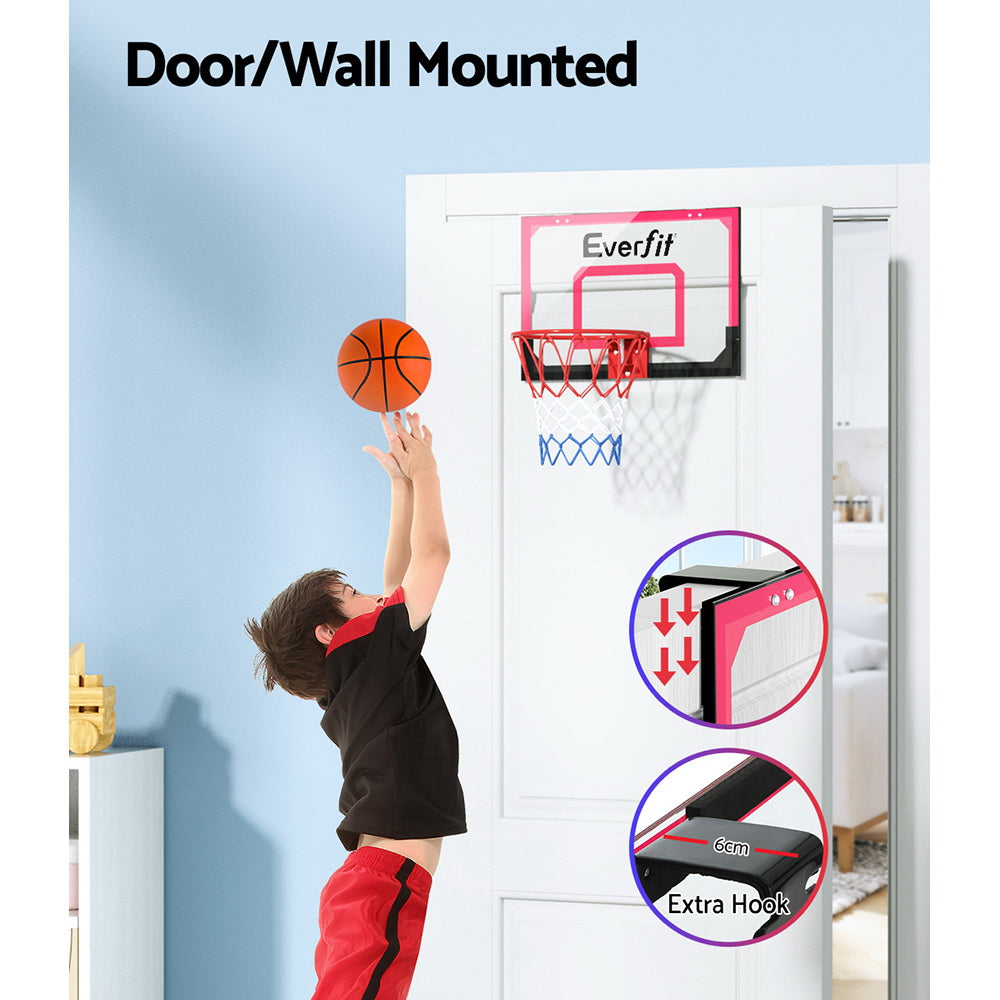 Everfit Mini Basketball Hoop Door Wall Mounted Kids  Backboard Indoor Red