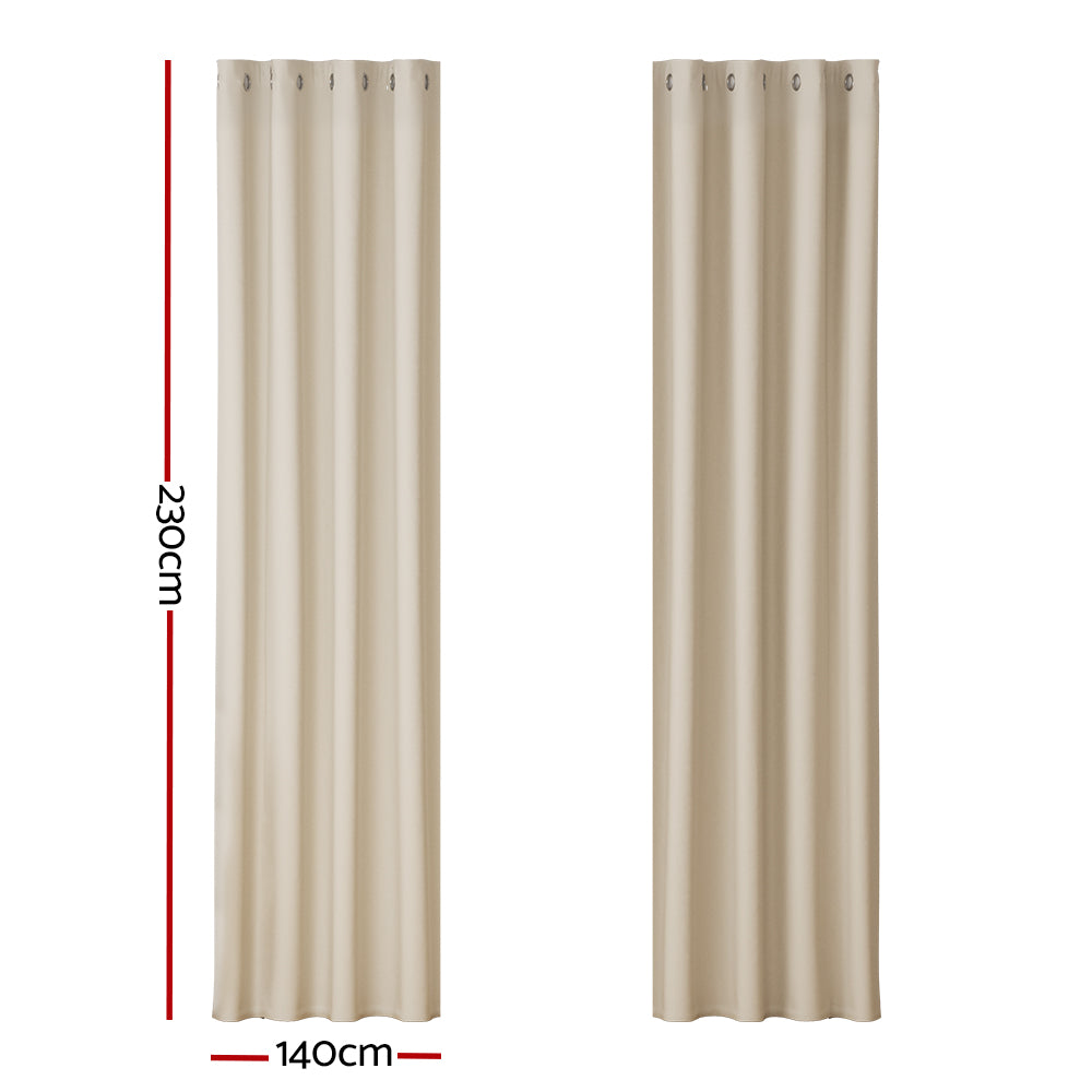 Artiss 2X Blockout Curtains Eyelet 140x230cm Beige, Charcoal, or Black