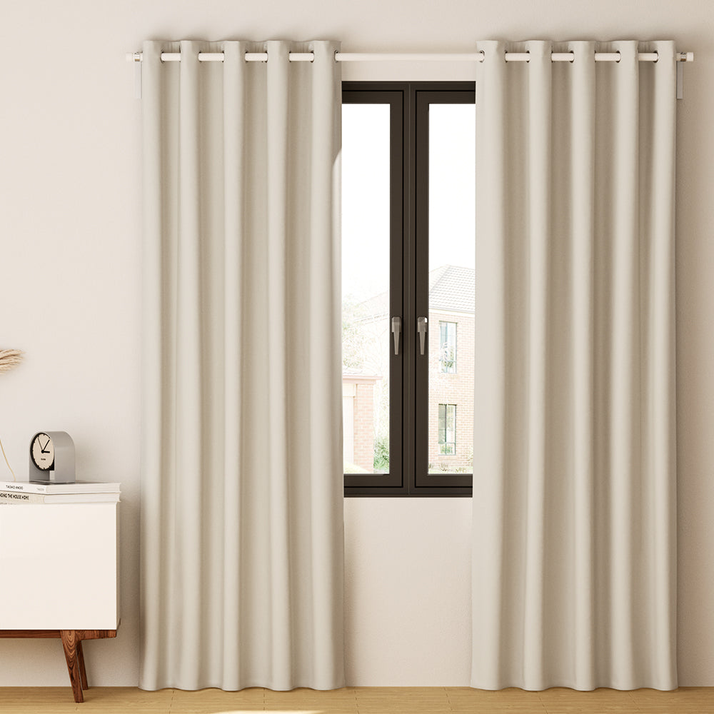 Artiss 2X Blockout Curtains Eyelet 140x230cm Beige, Charcoal, or Black