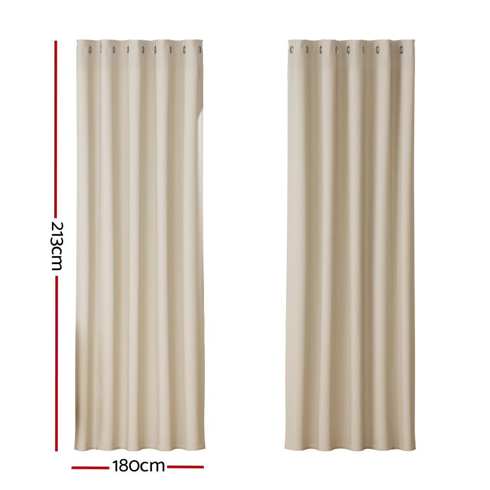 Artiss 2X Blockout Curtains Eyelet 180x213cm Beige or Black