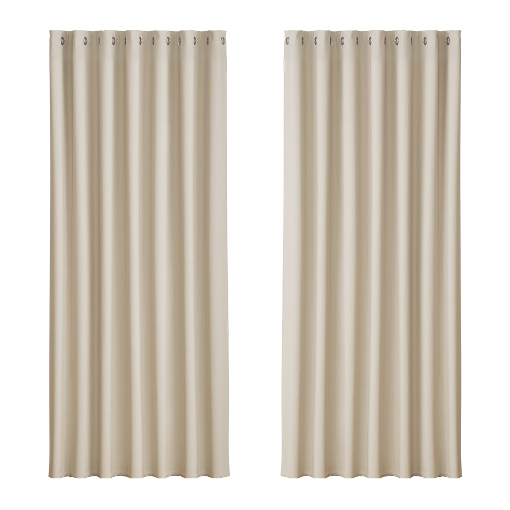 Artiss 2X Blockout Curtains Eyelet 300x230cm Black or Beige