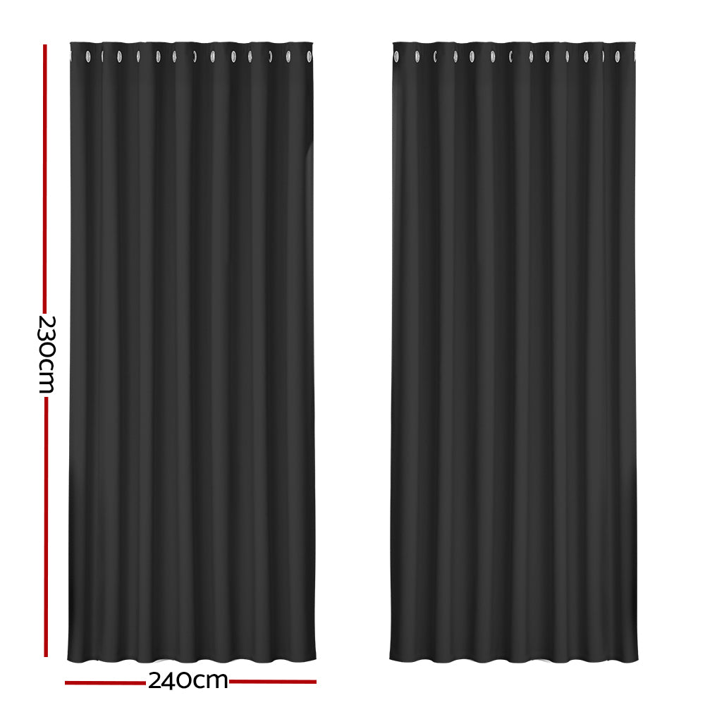 Artiss 2X Blockout Curtains Eyelet 240x230cm Black or Beige