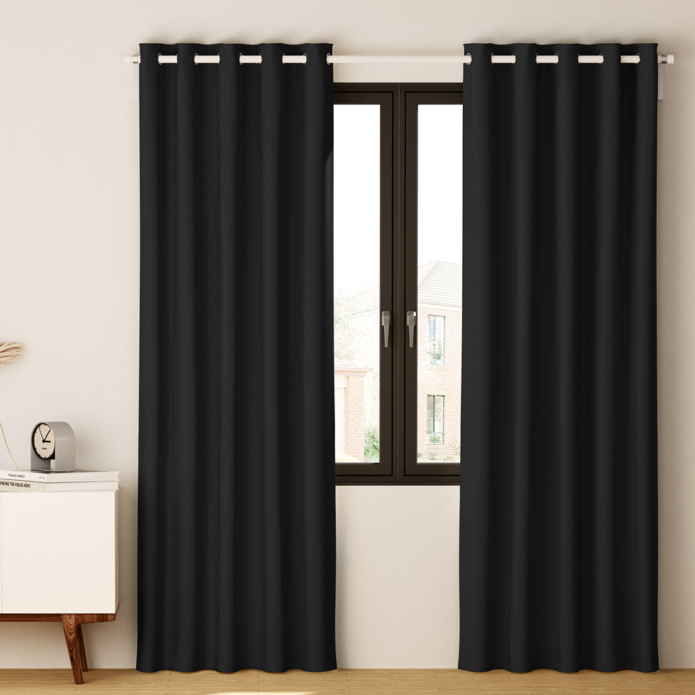 Artiss 2X Blockout Curtains Eyelet 240x230cm Black or Beige