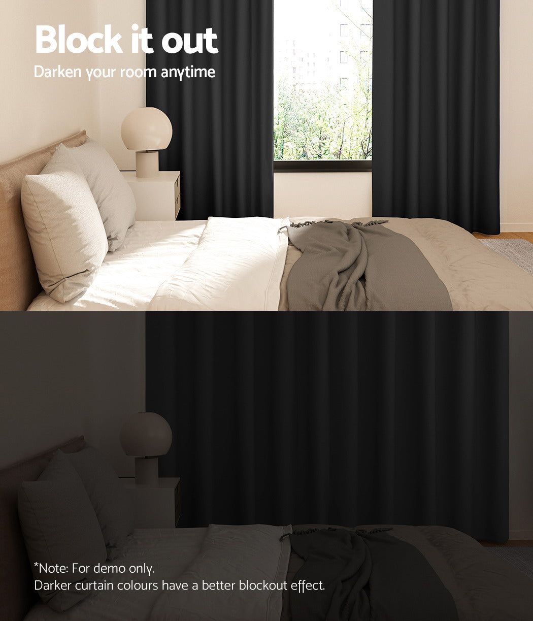 Artiss 2X Blockout Curtains Eyelet 300x230cm Black or Beige