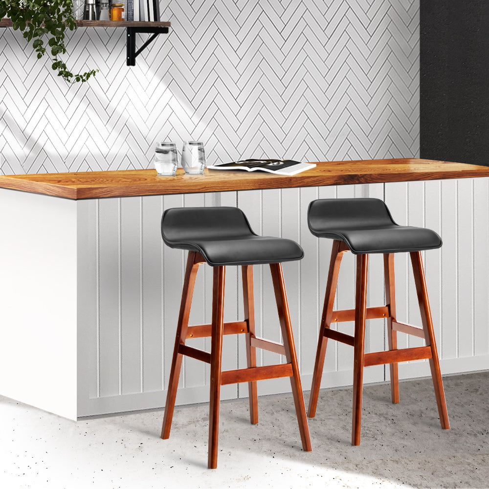 artiss-set-of-2-pu-leather-wood-wave-style-bar-stool-black