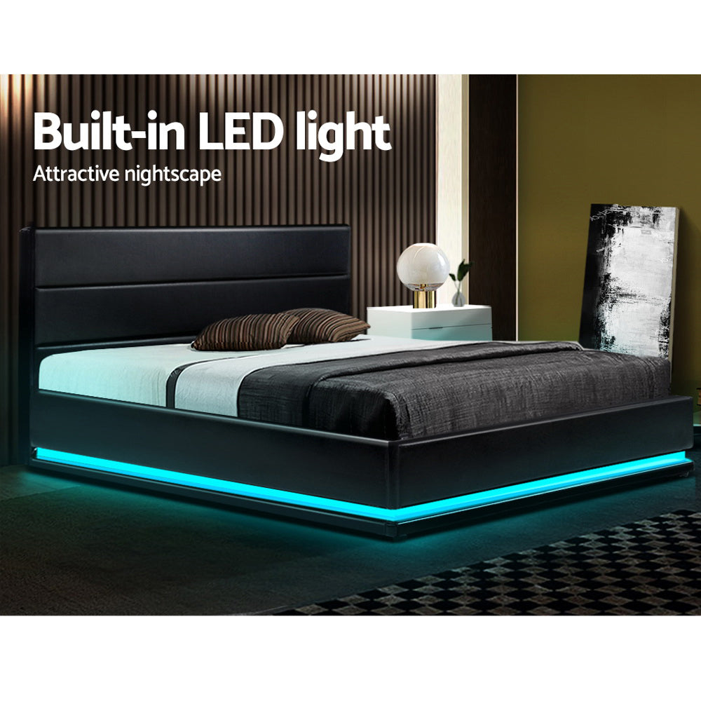 artiss-lumi-led-bed-frame-pu-leather-gas-lift-storage-black-king