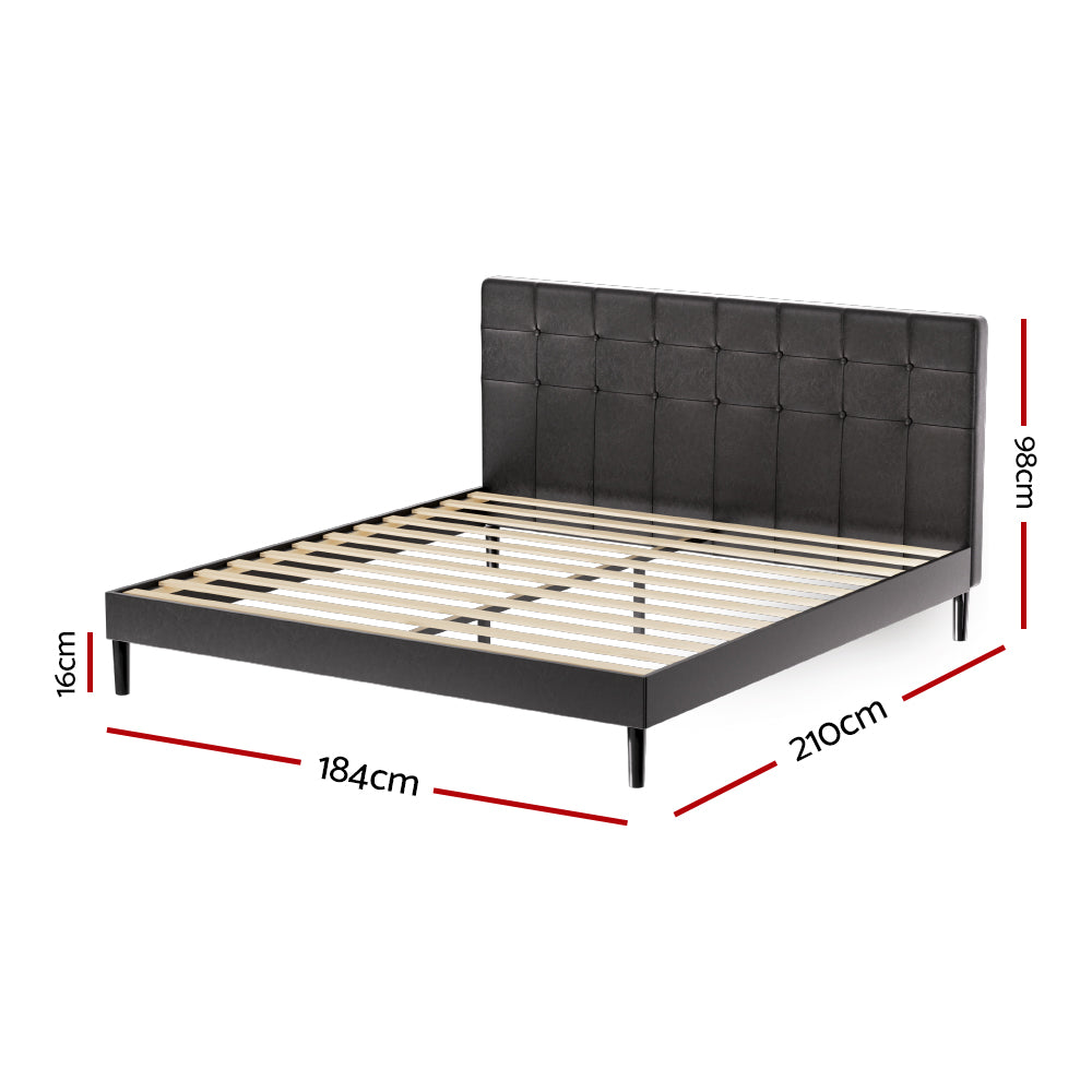 Artiss Bed Frame King Size LED Black RAVI