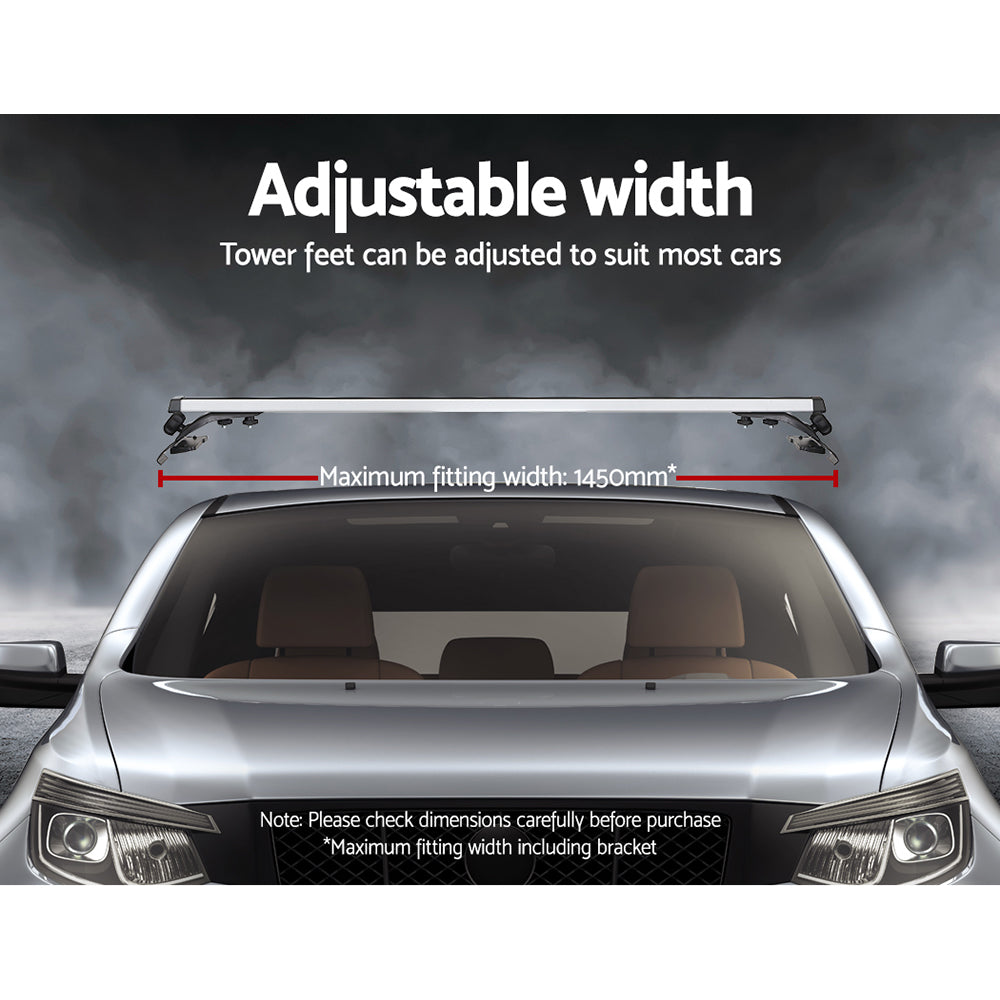 universal-car-roof-rack-1450mm-cross-bars-aluminium-silver-adjustable-brackets-carrier-90kg