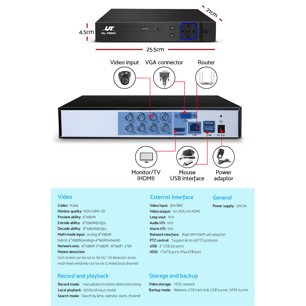 ul-tech-1080p-cctv-security-camera-8ch-dome-dvr