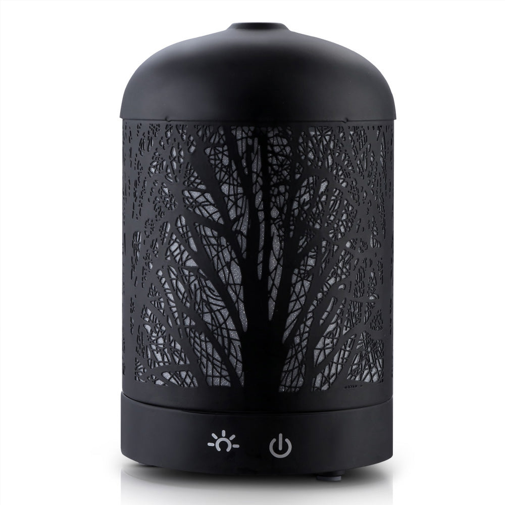 devanti-aroma-diffuser-aromatherapy-led-night-light-iron-air-humidifier-black-forrest-pattern-160ml