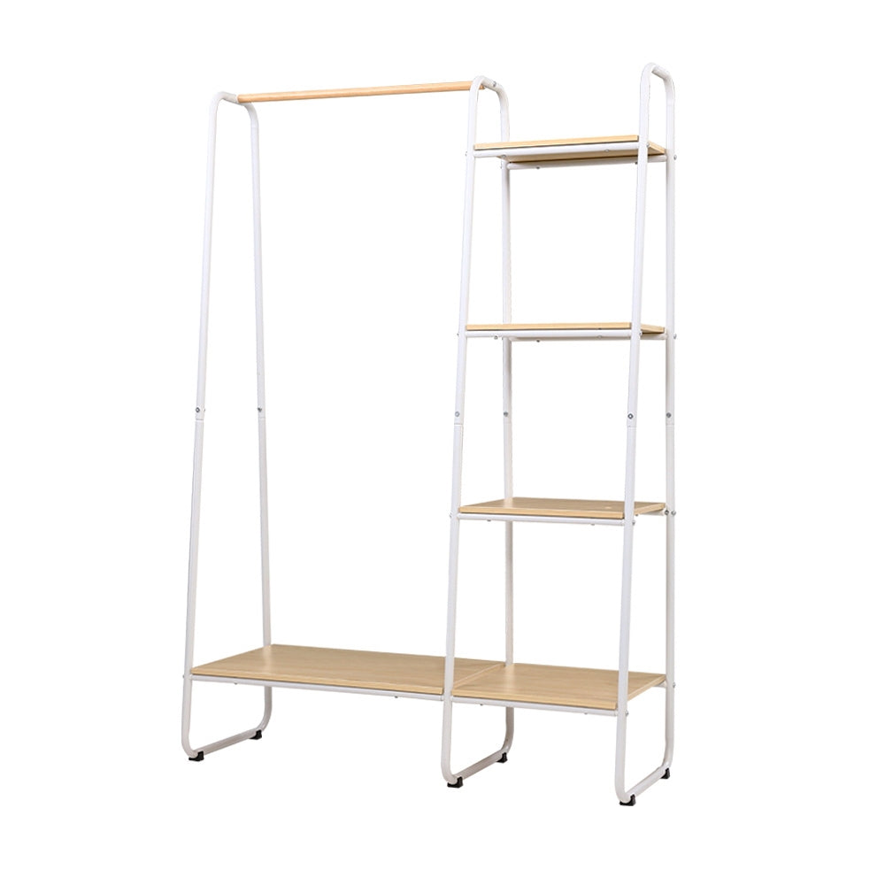 closet-storage-rack-clothes-hanger-shelf-garment-rail-stand-wardrobe-organiser-white