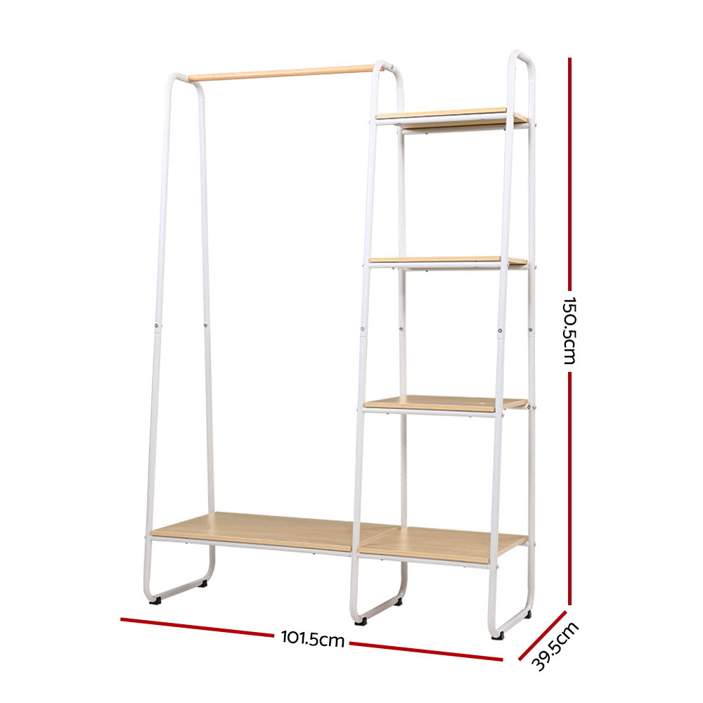 closet-storage-rack-clothes-hanger-shelf-garment-rail-stand-wardrobe-organiser-white