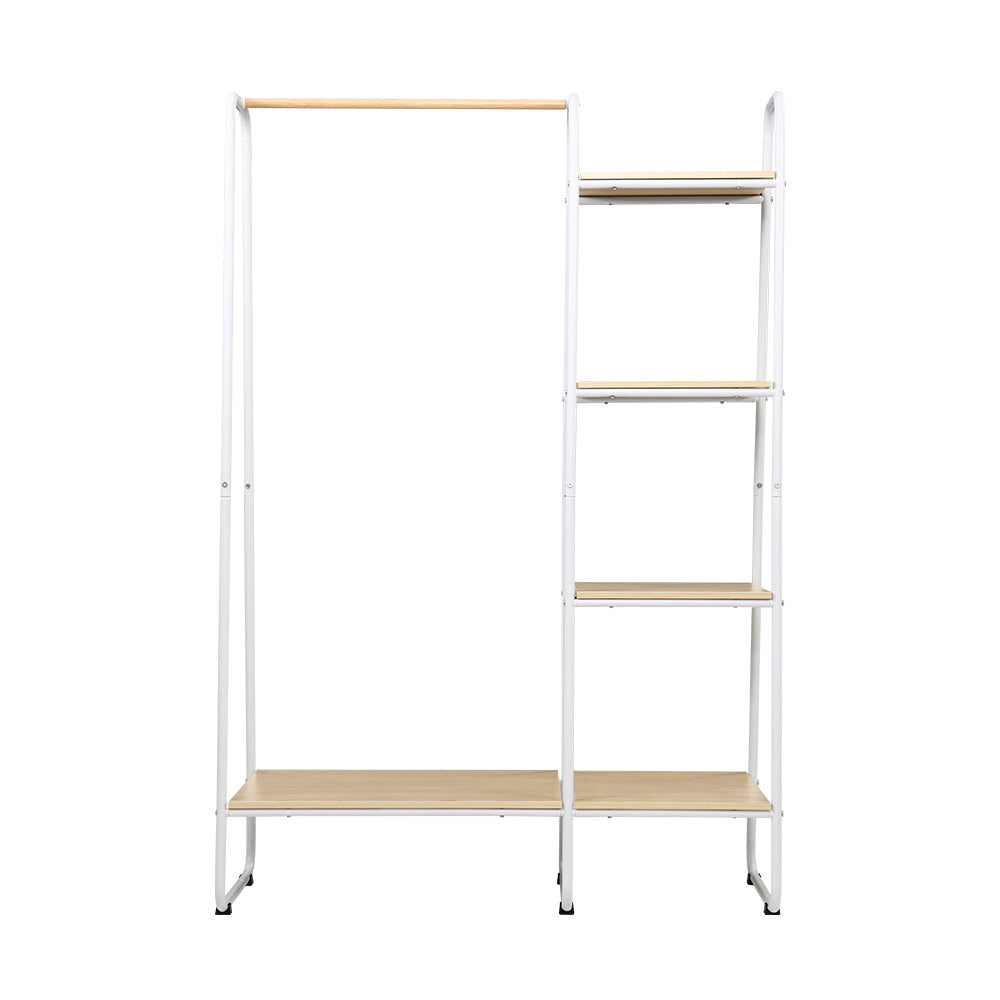 closet-storage-rack-clothes-hanger-shelf-garment-rail-stand-wardrobe-organiser-white