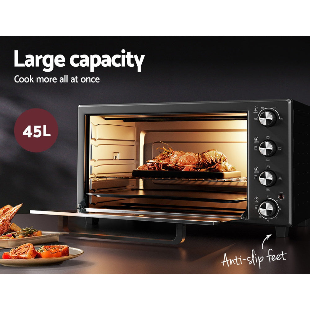 devanti-electric-convection-oven-bake-benchtop-rotisserie-grill-45l