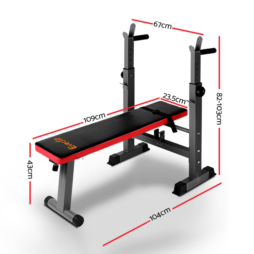 everfit-multi-station-weight-bench-press-weights-equipment-fitness-home-gym-red